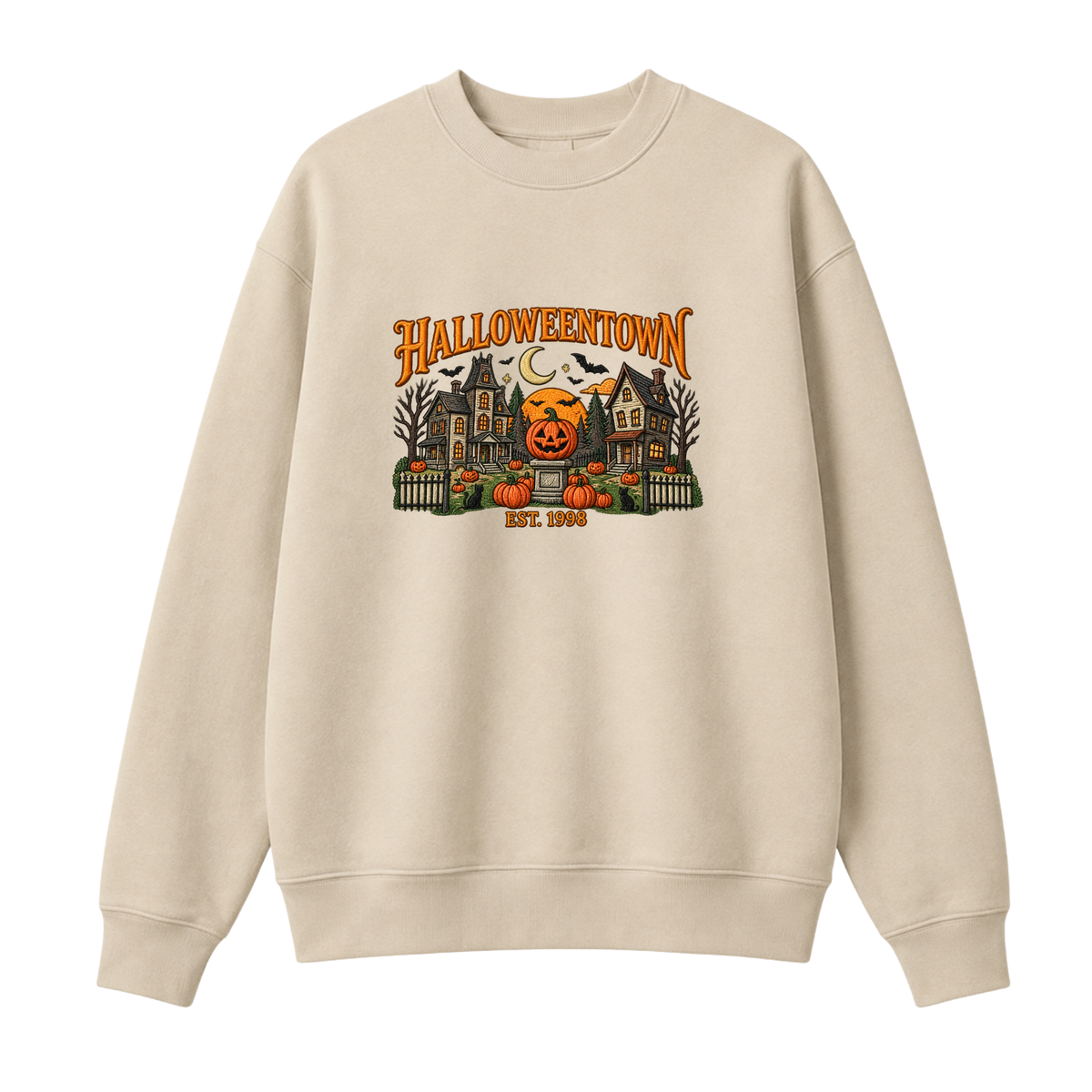 Chaotic Club Embroided Halloweentown Est 1998 Spooky Pumpkin Patch Crewneck Sweatshirt