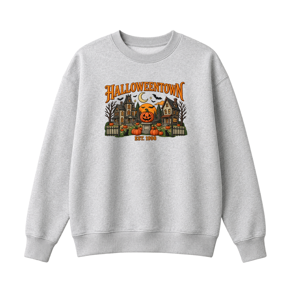Chaotic Club Embroided Halloweentown Est 1998 Spooky Pumpkin Patch Crewneck Sweatshirt