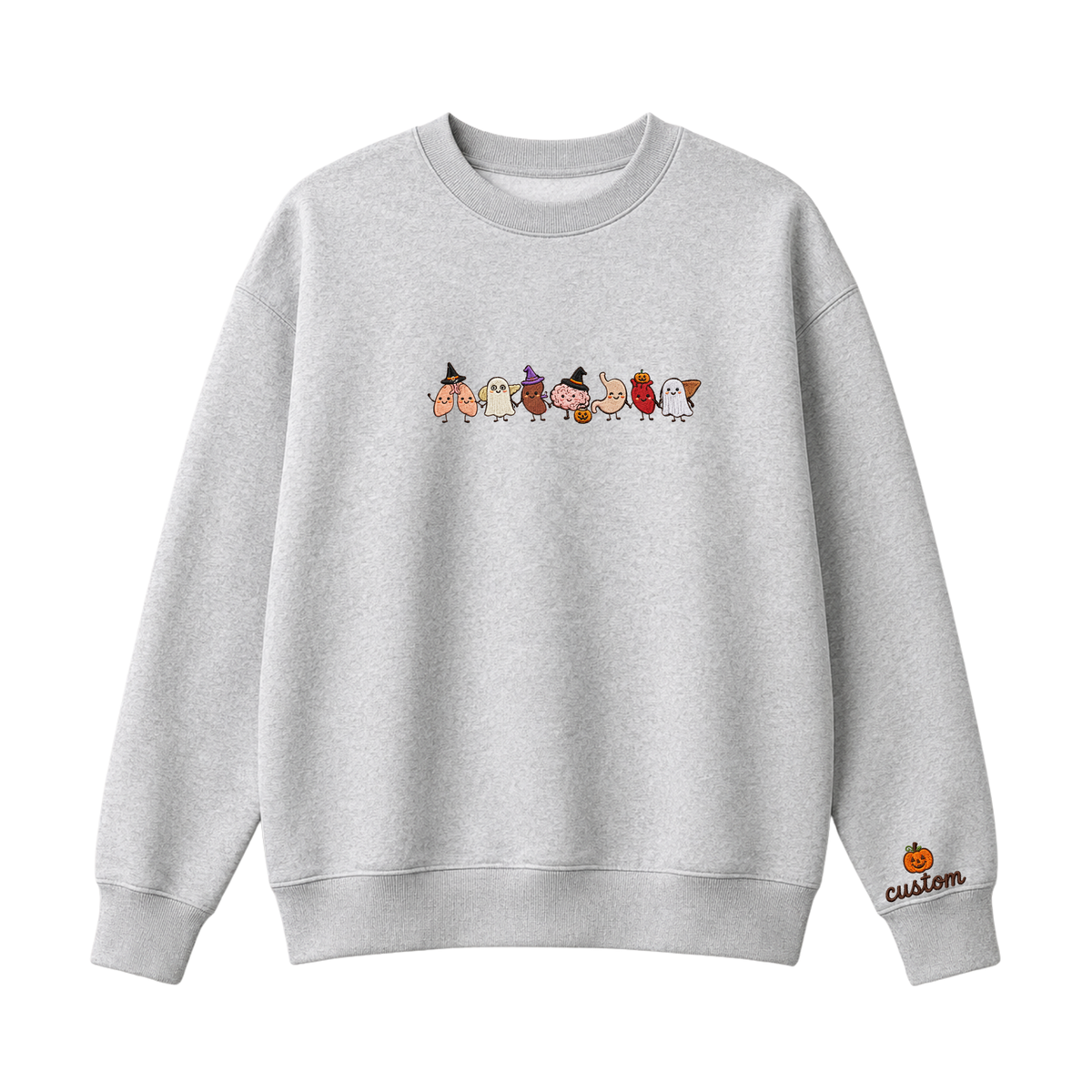 Chaotic Club Embroided Healthcare Worker Spooky Medical Custom Sleeve Name Crewneck Sweater