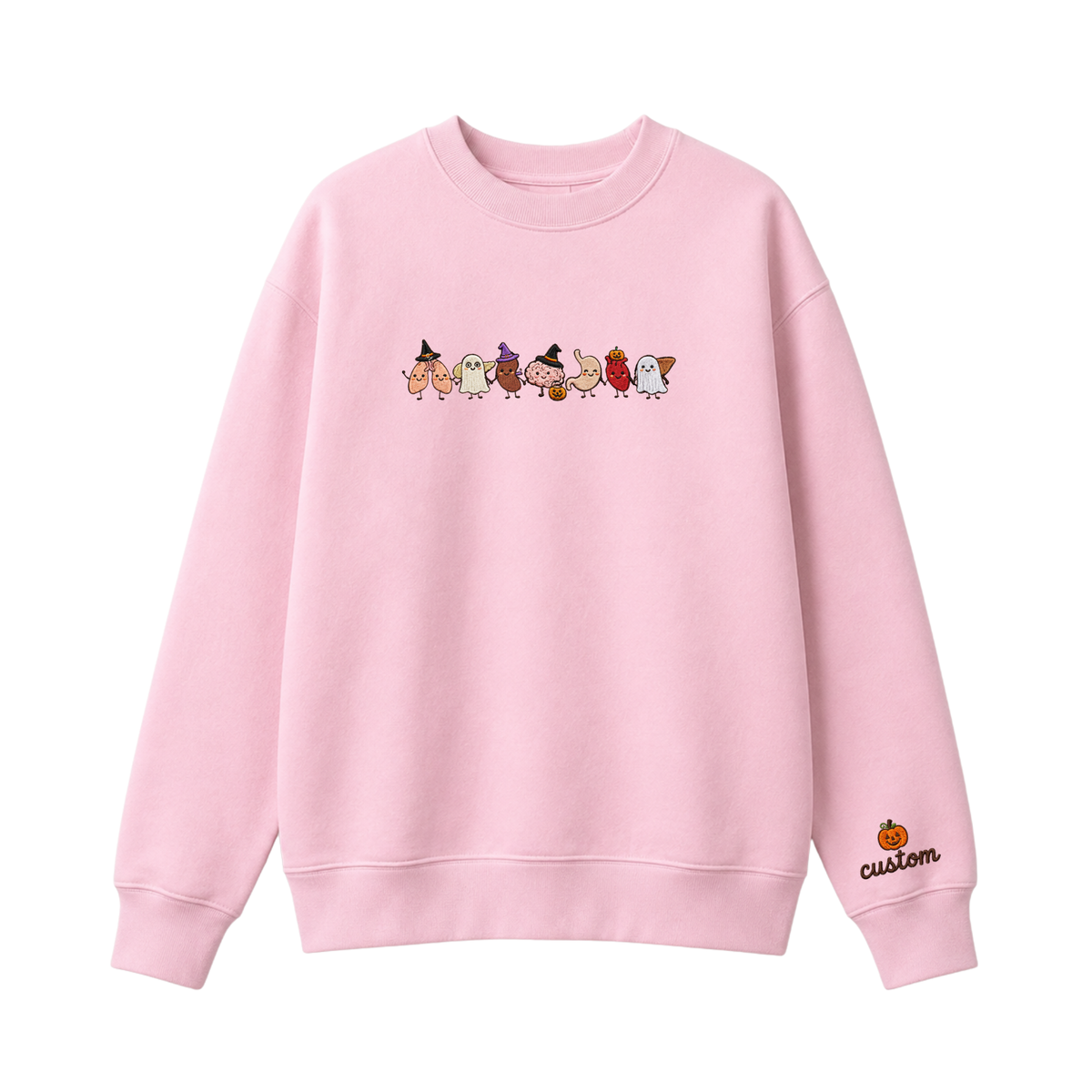 Chaotic Club Embroided Healthcare Worker Spooky Medical Custom Sleeve Name Crewneck Sweater