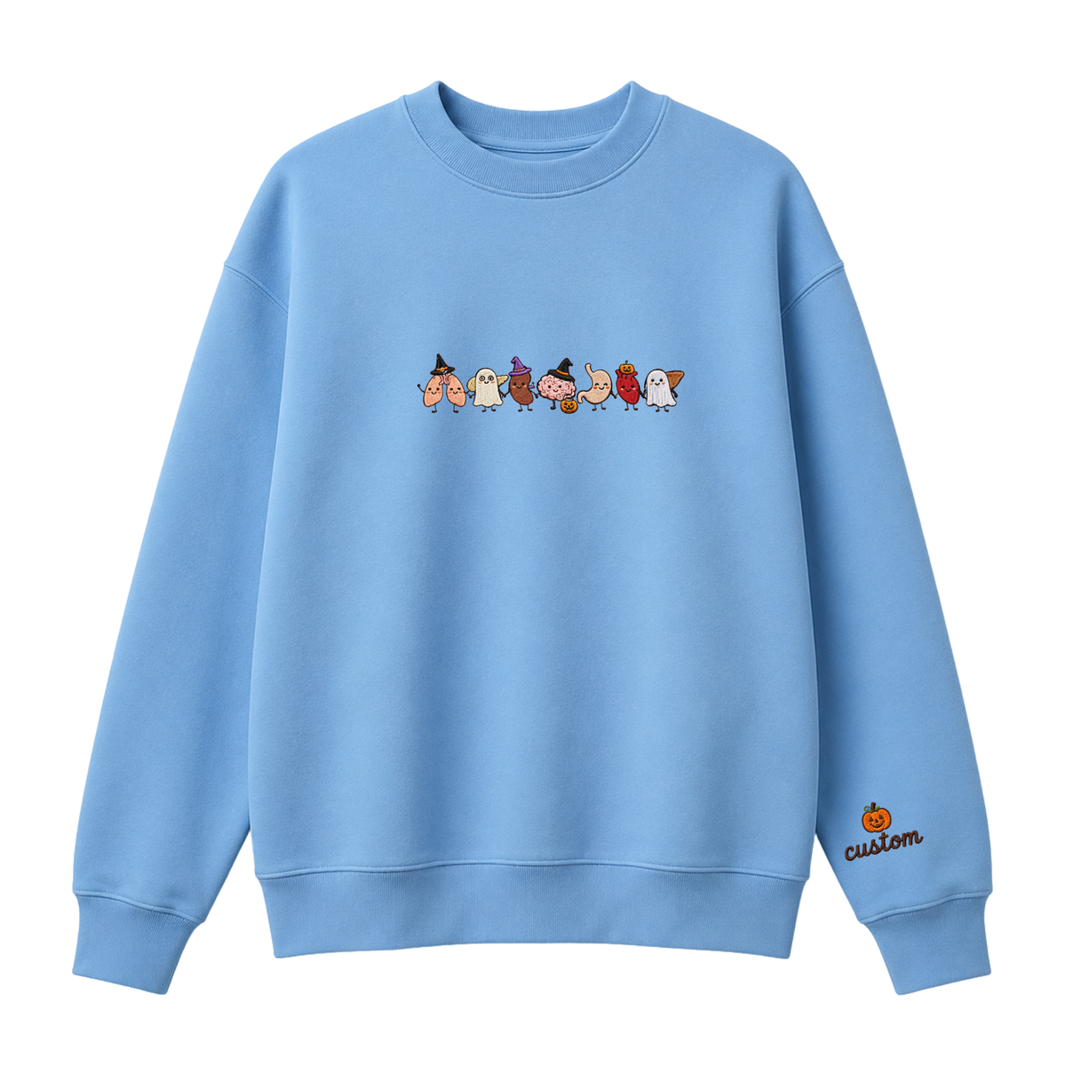 Chaotic Club Embroided Healthcare Worker Spooky Medical Custom Sleeve Name Crewneck Sweater