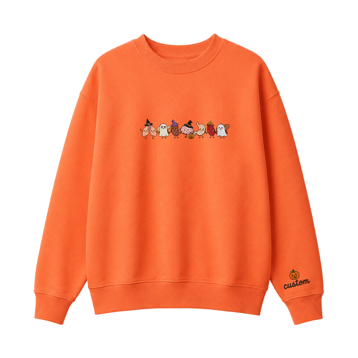 Chaotic Club Embroided Healthcare Worker Spooky Medical Custom Sleeve Name Crewneck Sweater