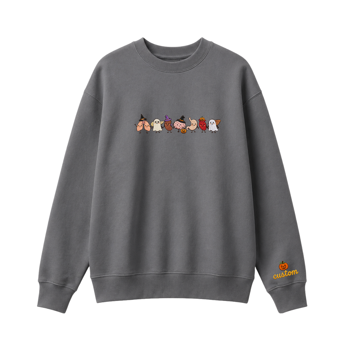 Chaotic Club Embroided Healthcare Worker Spooky Medical Custom Sleeve Name Crewneck Sweater