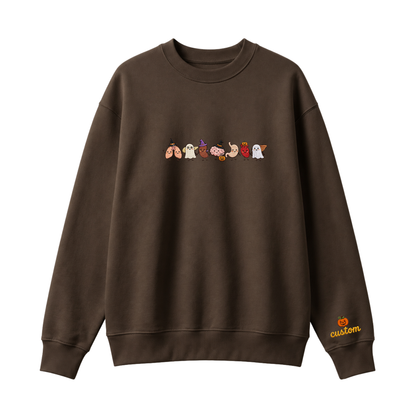 Chaotic Club Embroided Healthcare Worker Spooky Medical Custom Sleeve Name Crewneck Sweater