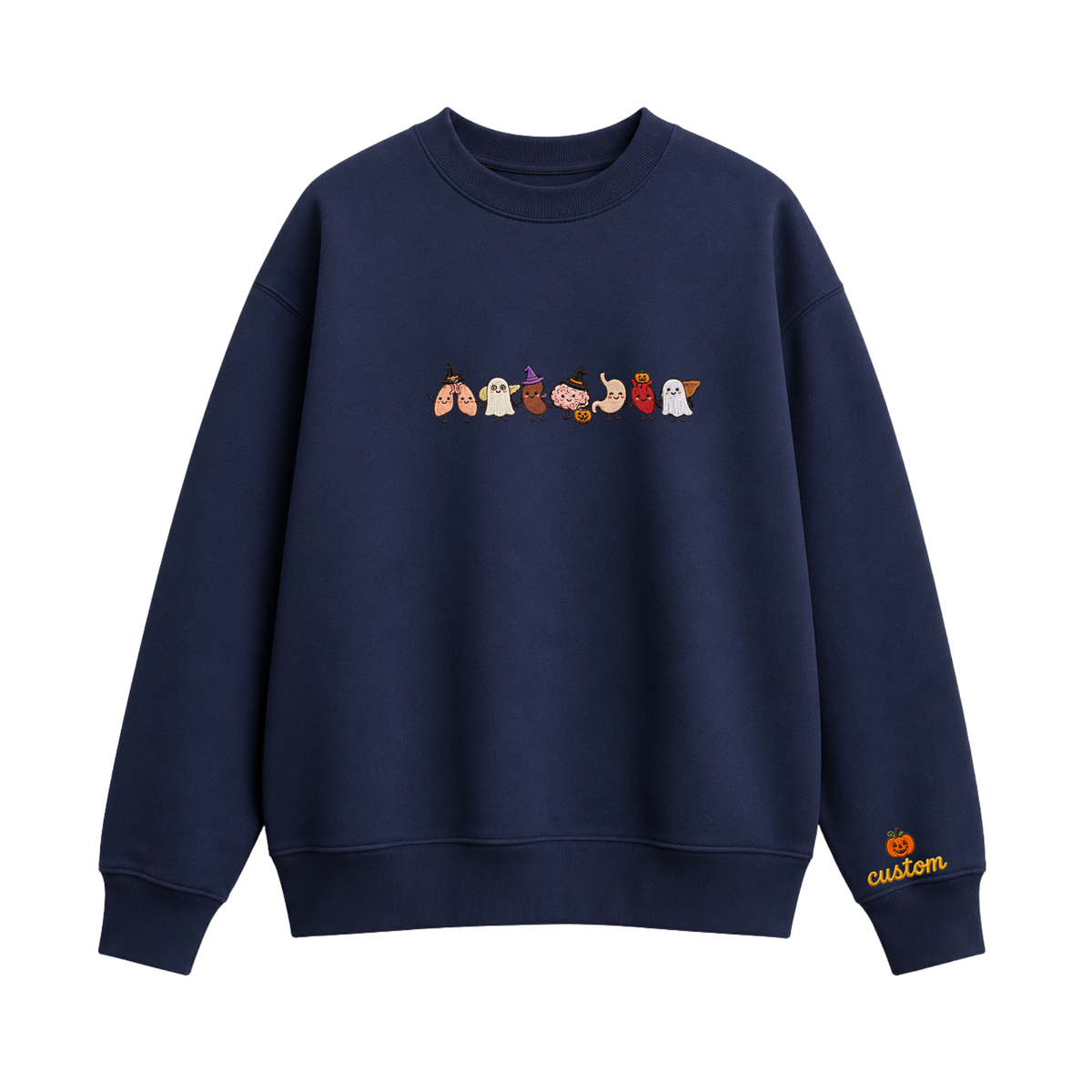 Chaotic Club Embroided Healthcare Worker Spooky Medical Custom Sleeve Name Crewneck Sweater