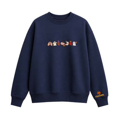 Chaotic Club Embroided Healthcare Worker Spooky Medical Custom Sleeve Name Crewneck Sweater