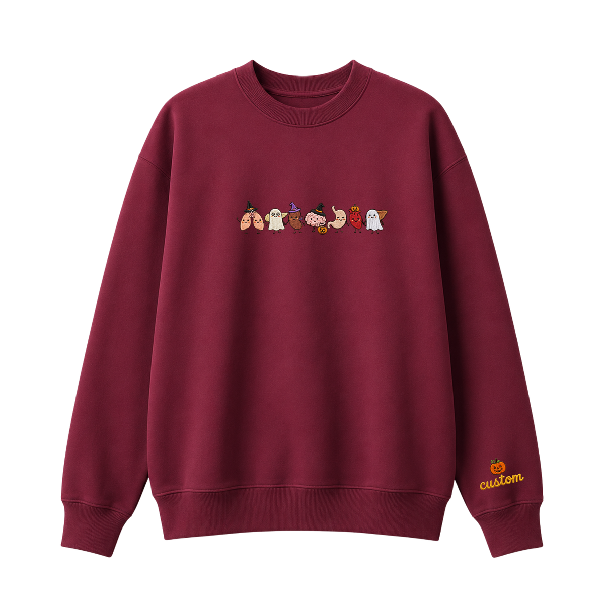 Chaotic Club Embroided Healthcare Worker Spooky Medical Custom Sleeve Name Crewneck Sweater