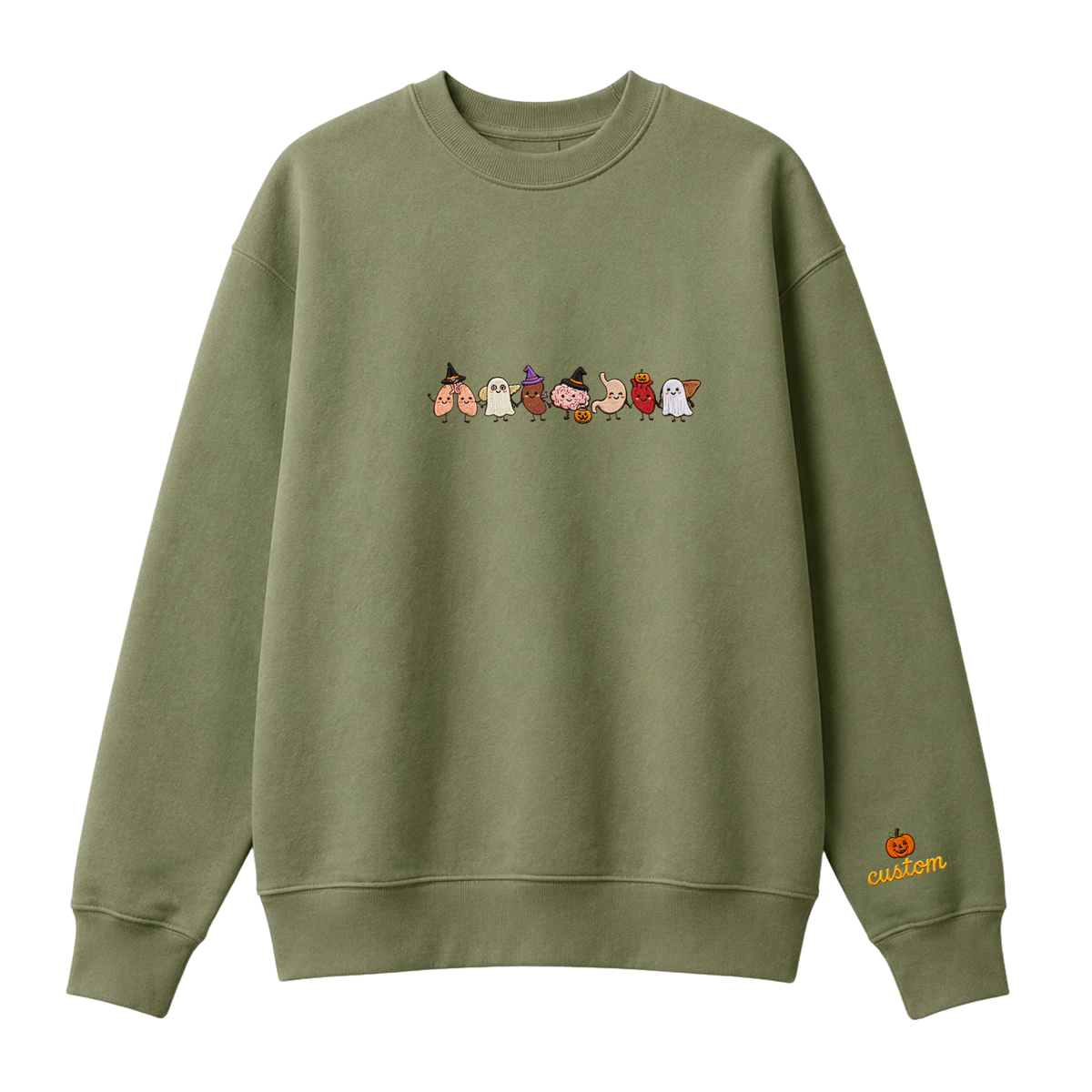 Chaotic Club Embroided Healthcare Worker Spooky Medical Custom Sleeve Name Crewneck Sweater