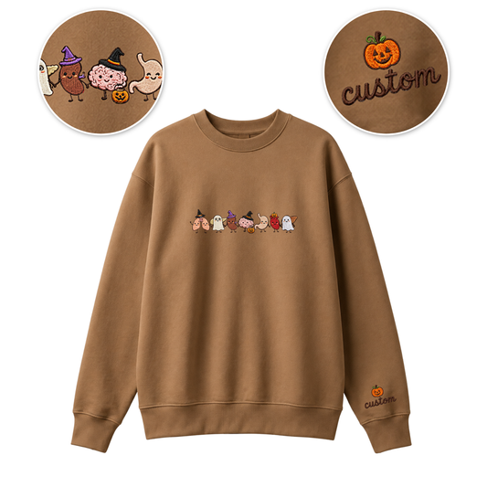 Chaotic Club Embroided Healthcare Worker Spooky Medical Custom Sleeve Name Crewneck Sweater