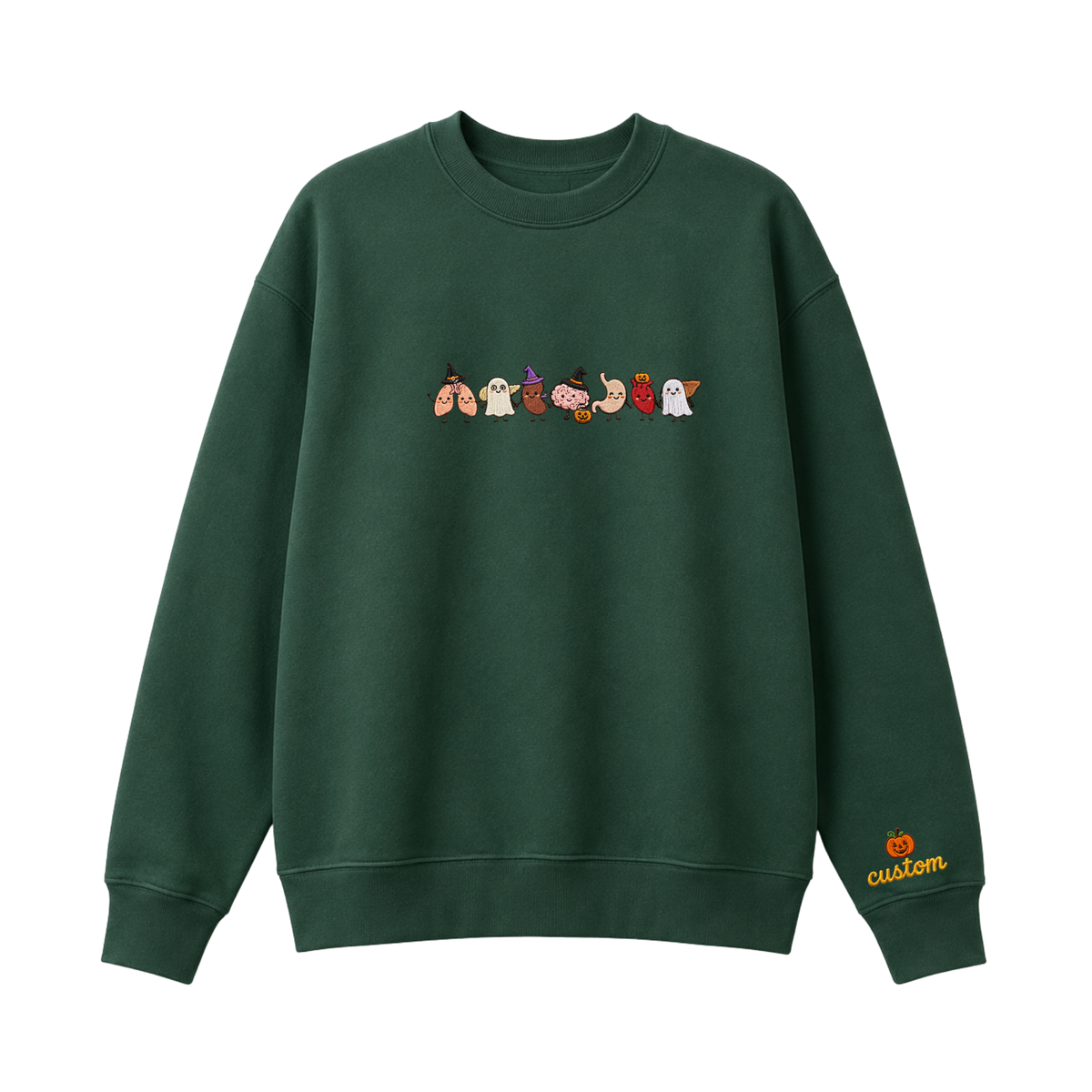 Chaotic Club Embroided Healthcare Worker Spooky Medical Custom Sleeve Name Crewneck Sweater