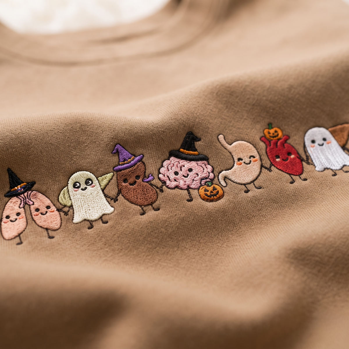 Chaotic Club Embroided Healthcare Worker Spooky Medical Custom Sleeve Name Crewneck Sweater