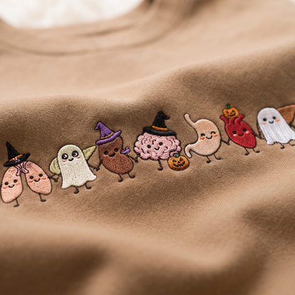 Chaotic Club Embroided Healthcare Worker Spooky Medical Custom Sleeve Name Crewneck Sweater