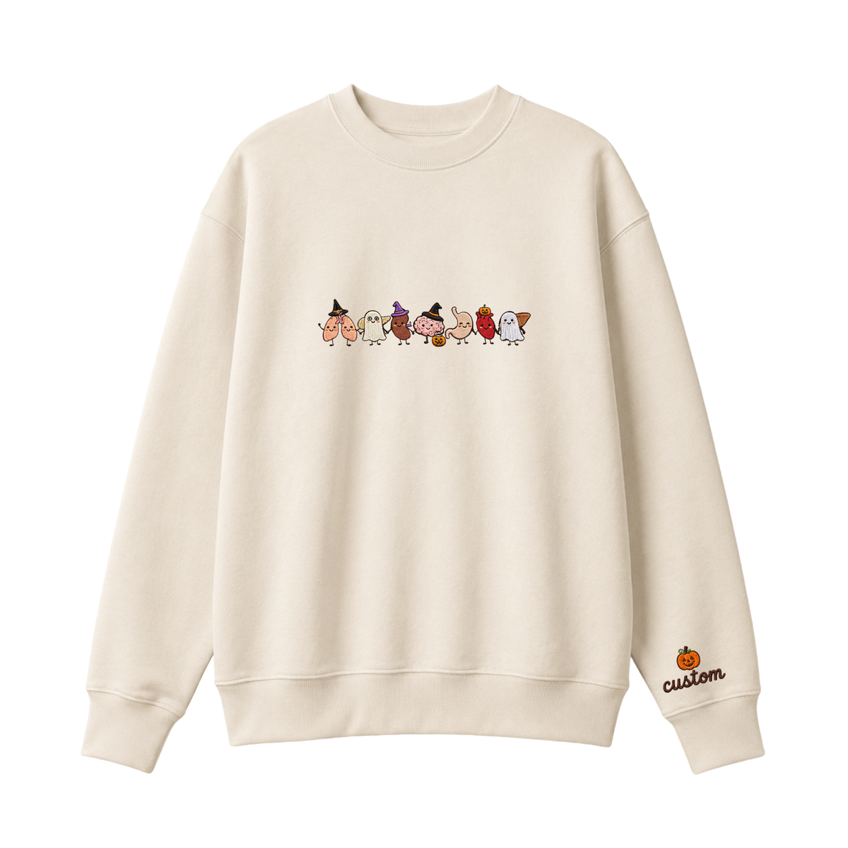 Chaotic Club Embroided Healthcare Worker Spooky Medical Custom Sleeve Name Crewneck Sweater