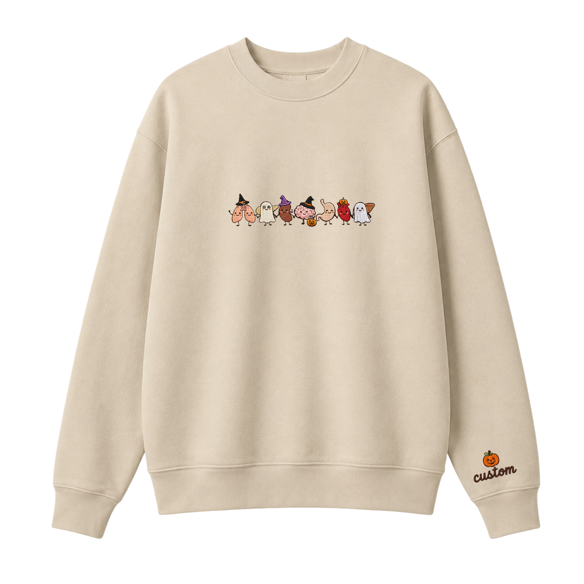 Chaotic Club Embroided Healthcare Worker Spooky Medical Custom Sleeve Name Crewneck Sweater