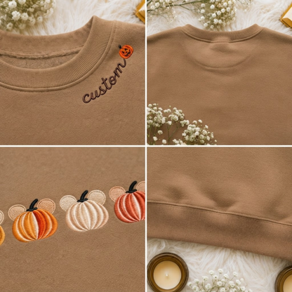 Chaotic Club Embroided Magical Mouse Ears Pumpkin Patch Custom Collarbone Sweatshirt