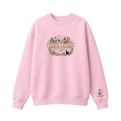 Chaotic Club Embroided Owens Sisters Apothecary Personalized Sleeve Crewneck Sweatshirt