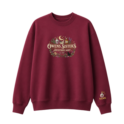 Chaotic Club Embroided Owens Sisters Apothecary Personalized Sleeve Crewneck Sweatshirt