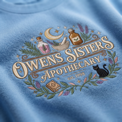 Chaotic Club Embroided Owens Sisters Apothecary Personalized Sleeve Crewneck Sweatshirt