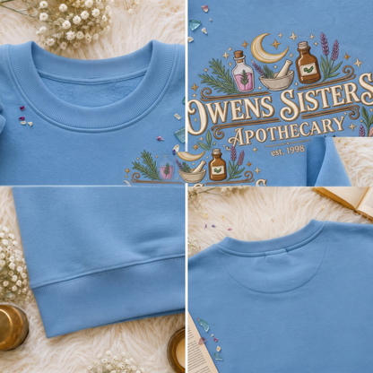Chaotic Club Embroided Owens Sisters Apothecary Personalized Sleeve Crewneck Sweatshirt
