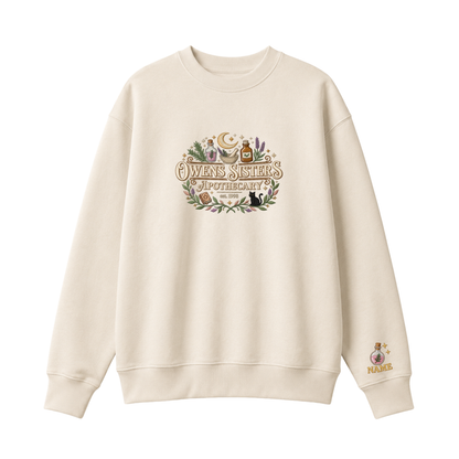 Chaotic Club Embroided Owens Sisters Apothecary Personalized Sleeve Crewneck Sweatshirt