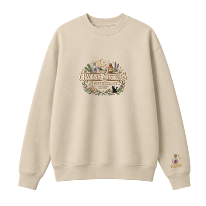 Chaotic Club Embroided Owens Sisters Apothecary Personalized Sleeve Crewneck Sweatshirt