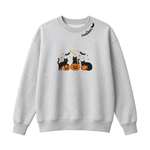 Chaotic Club Embroided Spooky Black Cats Jack O Lanterns Custom Neckline Crewneck Sweatshirt