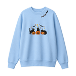 Chaotic Club Embroided Spooky Black Cats Jack O Lanterns Custom Neckline Crewneck Sweatshirt