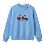 Chaotic Club Embroided Spooky Black Cats Jack O Lanterns Custom Neckline Crewneck Sweatshirt