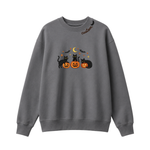 Chaotic Club Embroided Spooky Black Cats Jack O Lanterns Custom Neckline Crewneck Sweatshirt