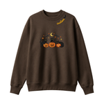 Chaotic Club Embroided Spooky Black Cats Jack O Lanterns Custom Neckline Crewneck Sweatshirt