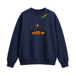 Chaotic Club Embroided Spooky Black Cats Jack O Lanterns Custom Neckline Crewneck Sweatshirt