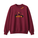 Chaotic Club Embroided Spooky Black Cats Jack O Lanterns Custom Neckline Crewneck Sweatshirt