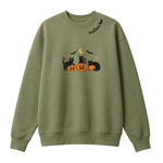 Chaotic Club Embroided Spooky Black Cats Jack O Lanterns Custom Neckline Crewneck Sweatshirt