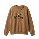 Chaotic Club Embroided Spooky Black Cats Jack O Lanterns Custom Neckline Crewneck Sweatshirt
