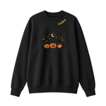Chaotic Club Embroided Spooky Black Cats Jack O Lanterns Custom Neckline Crewneck Sweatshirt