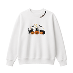 Chaotic Club Embroided Spooky Black Cats Jack O Lanterns Custom Neckline Crewneck Sweatshirt