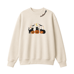 Chaotic Club Embroided Spooky Black Cats Jack O Lanterns Custom Neckline Crewneck Sweatshirt