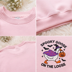 Chaotic Club Embroided Spooky Goose On The Loose Halloween Witch Hat Graphic Crewneck Sweatshirt