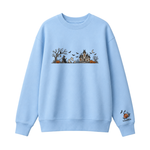 Chaotic Club Embroided Spooky Haunted House Halloween Scene Crewneck Sweatshirt