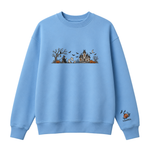 Chaotic Club Embroided Spooky Haunted House Halloween Scene Crewneck Sweatshirt
