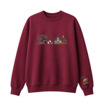 Chaotic Club Embroided Spooky Haunted House Halloween Scene Crewneck Sweatshirt