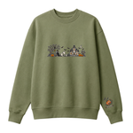 Chaotic Club Embroided Spooky Haunted House Halloween Scene Crewneck Sweatshirt