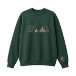 Chaotic Club Embroided Spooky Haunted House Halloween Scene Crewneck Sweatshirt