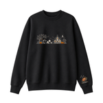Chaotic Club Embroided Spooky Haunted House Halloween Scene Crewneck Sweatshirt