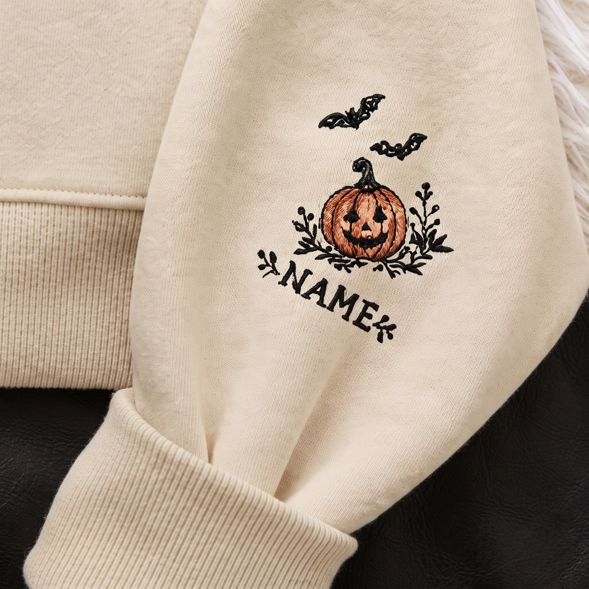 Chaotic Club Embroided Spooky Haunted House Halloween Scene Crewneck Sweatshirt