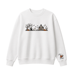 Chaotic Club Embroided Spooky Haunted House Halloween Scene Crewneck Sweatshirt