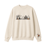 Chaotic Club Embroided Spooky Haunted House Halloween Scene Crewneck Sweatshirt