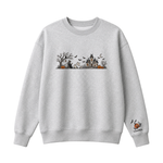 Chaotic Club Embroided Spooky Haunted House Halloween Scene Crewneck Sweatshirt