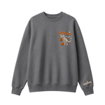 Chaotic Club Embroided Spooky Saurus Skeleton T-Rex Pocket Custom Sleeve Crewneck Sweatshirt