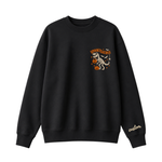 Chaotic Club Embroided Spooky Saurus Skeleton T-Rex Pocket Custom Sleeve Crewneck Sweatshirt